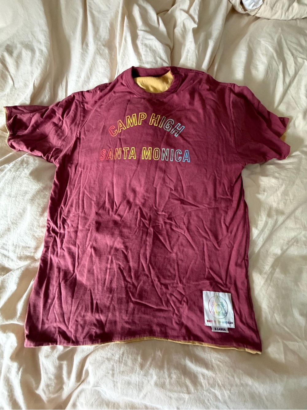 Camp High Reversible Short Sleeve Tee - Reversible Maroon and Mustard